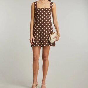 Posse Alice Mini Dress - Brown Polka Dot - Medium